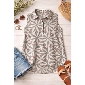 Canyon River Blues Sleeveless Blouse L Geometric High Low Tunic Top